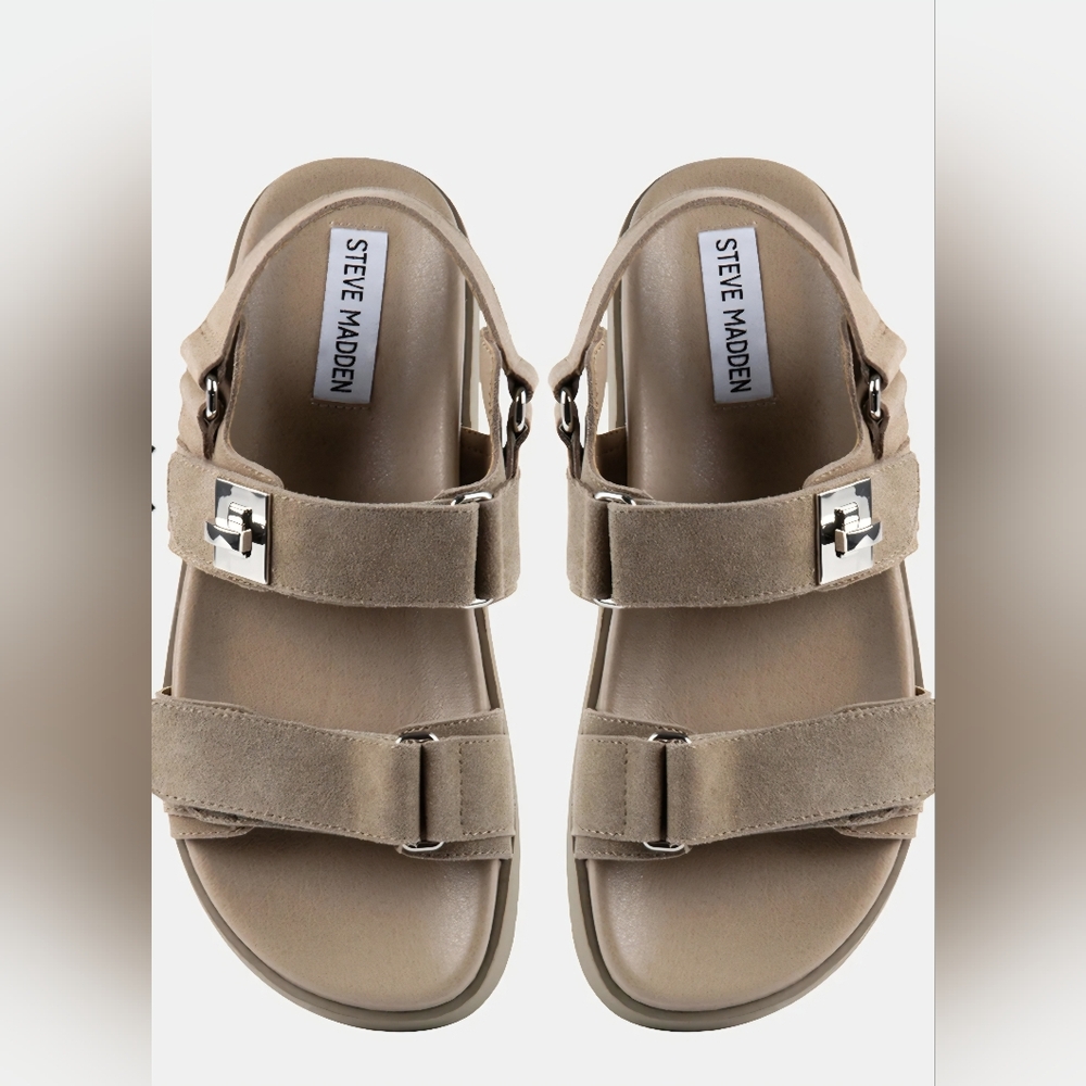 Steve Madden Mona Taupe Suede Leather Sandals. Size 9.5 Worn 1x